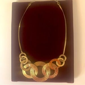 Faux gold necklace with hammered gold circles
